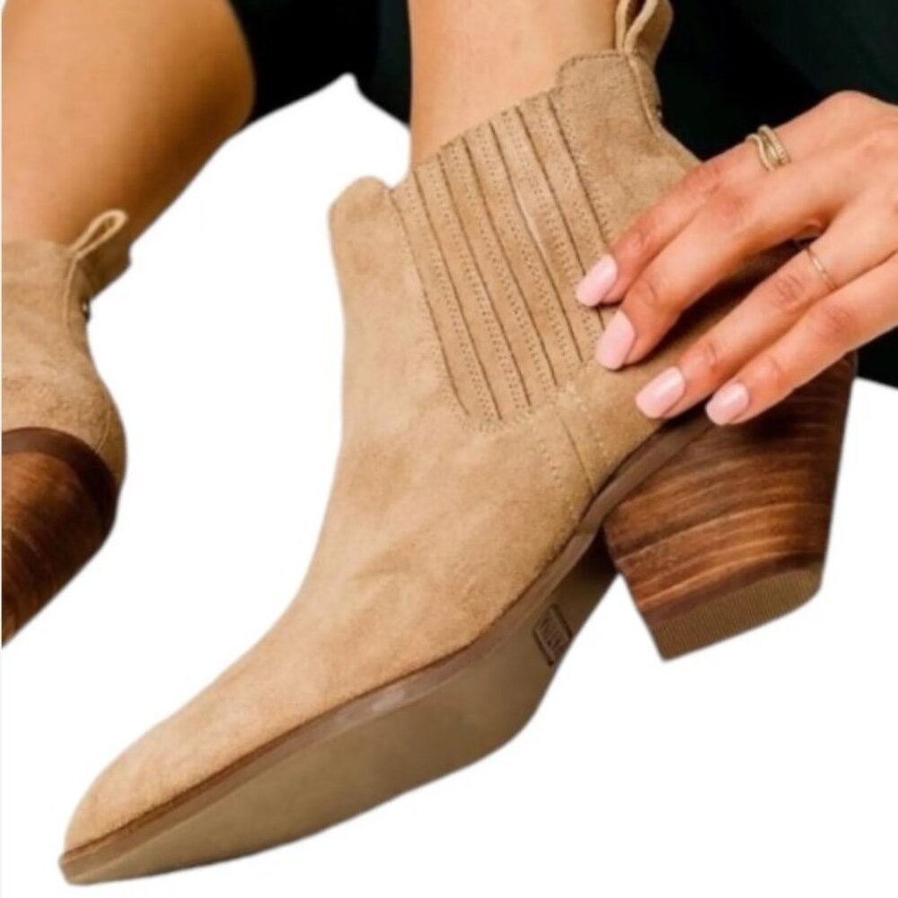 NEW Patina Portland Leather Dakota Western Boots Booties Suede Sand